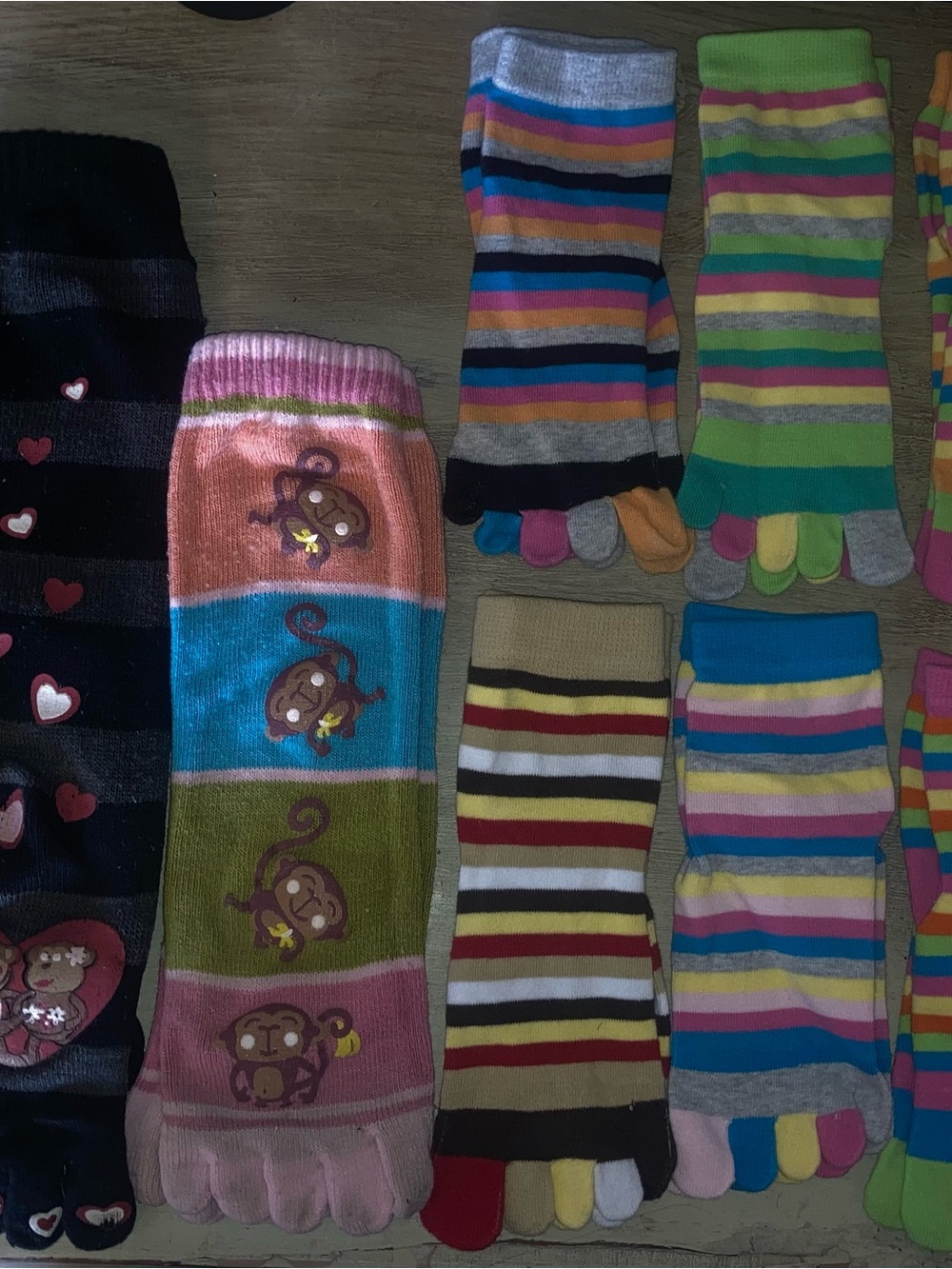 8 pairs Colorful Striped Toe Socks - Multicolor